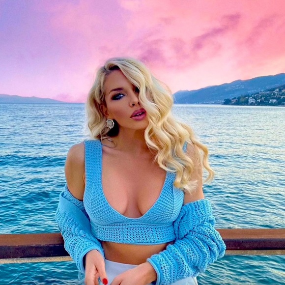 ZARA Structured Knit Jacket Blue - Picture 3 of 8